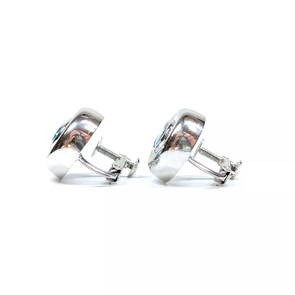 Blue Topaz Platinum Earrings - Picture 3 of 7